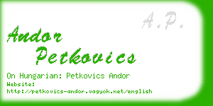 andor petkovics business card